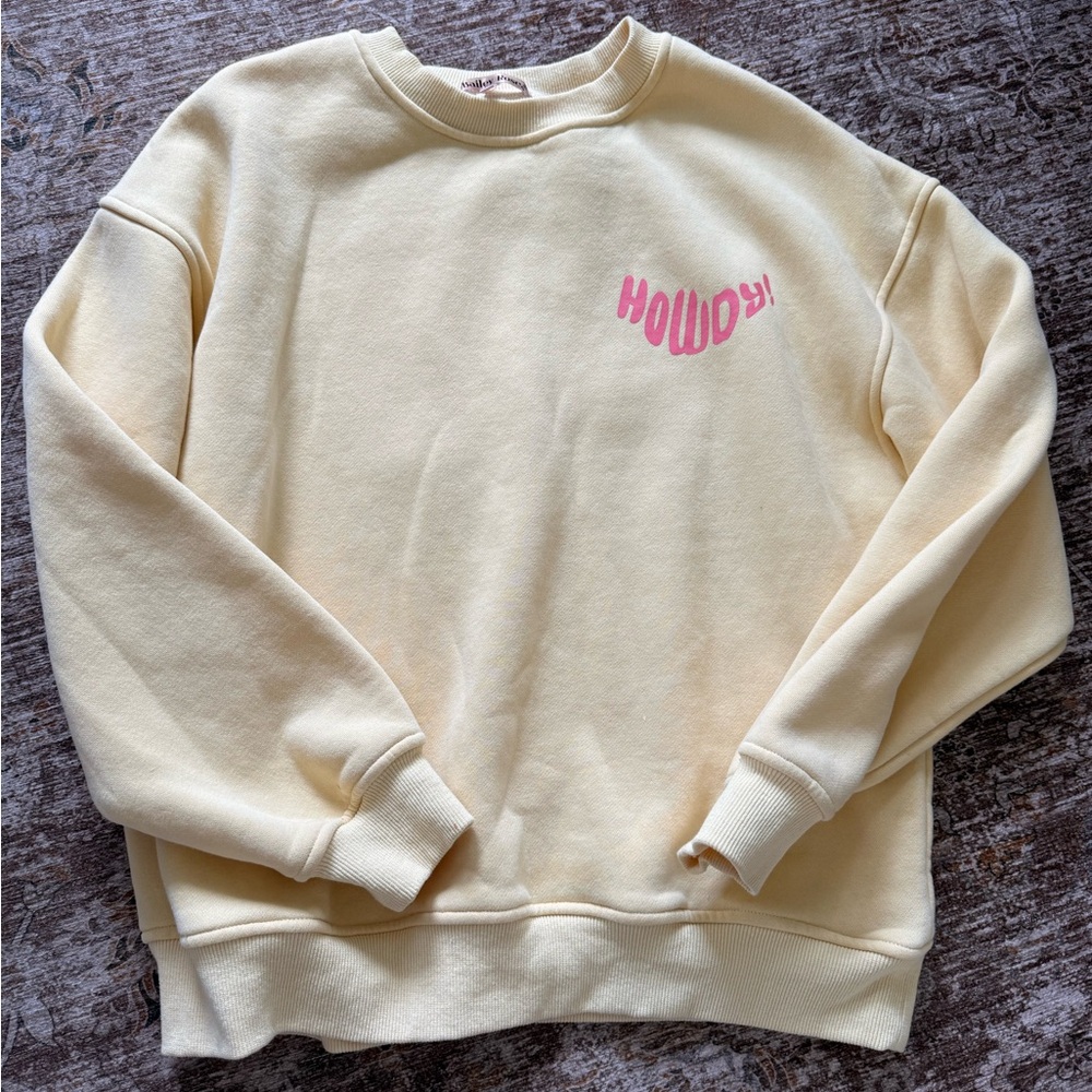 Yellow Cream Sweater with Pink Detail